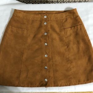 Divided H&M Suede A Line Snap Front Mini Skirt, Size 10